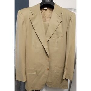 Kiton Mens Tan Wool Handmade 3 Button Roll To 2 Bespoke Suit Size 40 Made  🇮🇹